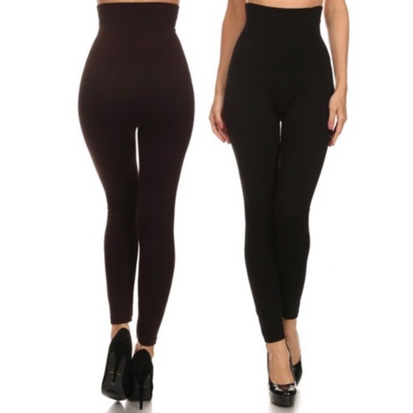 High waist Compression Leggings in Black - Picture 1 of 4